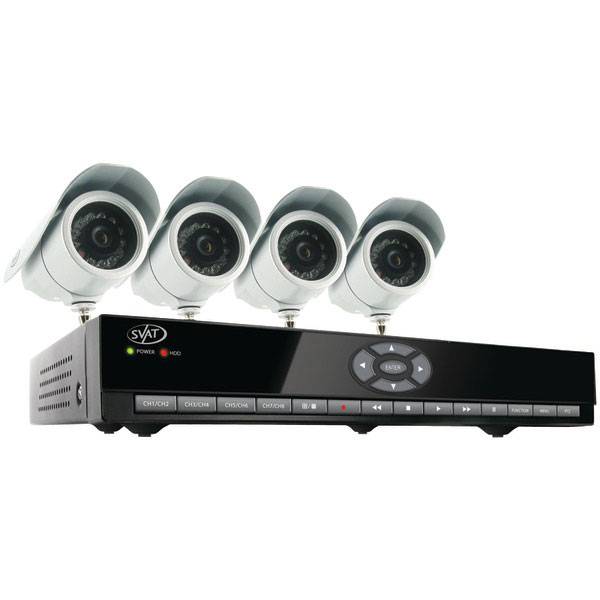 SVAT CV301-8CH-002 8ch H.264 Smart DVR Security System with 4 Cameras