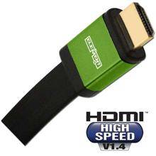 Elementhz 4 meter (13.12ft) HDMI Cable, Flat Jacket, Green End